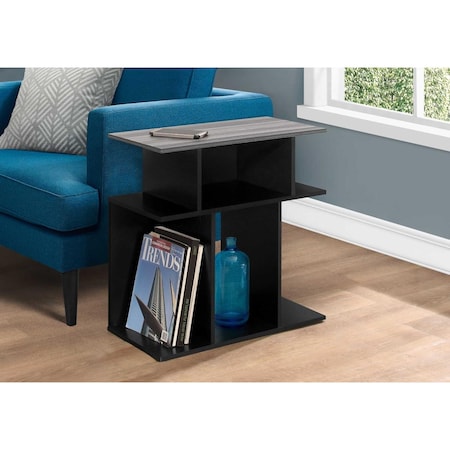 Gfancy Fixtures 24 in. Black & Grey Top Accent Table GF3713431